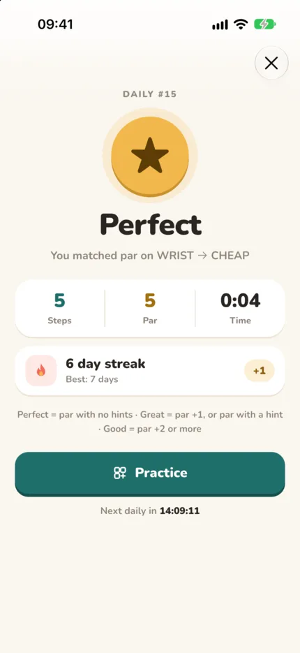 A Perfect win: 5 steps at par 5 and a 6-day streak